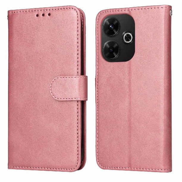 Funda Billetera para Xiaomi Redmi 13 4G con Porta Tarjetas y Soporte Ajustable Rosa