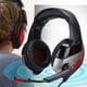 thumbnail image 3 of Auriculares para juegos, auriculares de computadora con cable luminoso, diseño ergonómico, cancelación de ruido, para PS4 (negro y rojo), 3 of 7