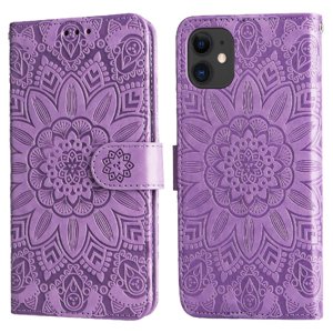 Funda Tipo Cartera Foxdock Para Iphone 11 Pro Max , Diseño Girasol En Relieve, Cuero Pu, Cierre Magnético, Soporte Y Tarjetero