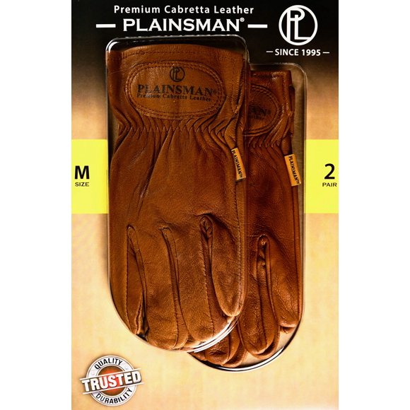 Guantes Plainsman de piel Cabretta de primera calidad, tamaño mediano (2 pares)