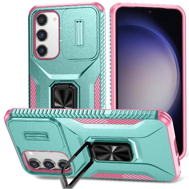 Funda Armada para Samsung Galaxy S23 Plus con Tapa Deslizante y Soporte Magnético Giratorio Verde
