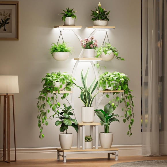 Soporte para plantas con luces de cultivo VOZZYOTO, 7 niveles, metal, 63 cm