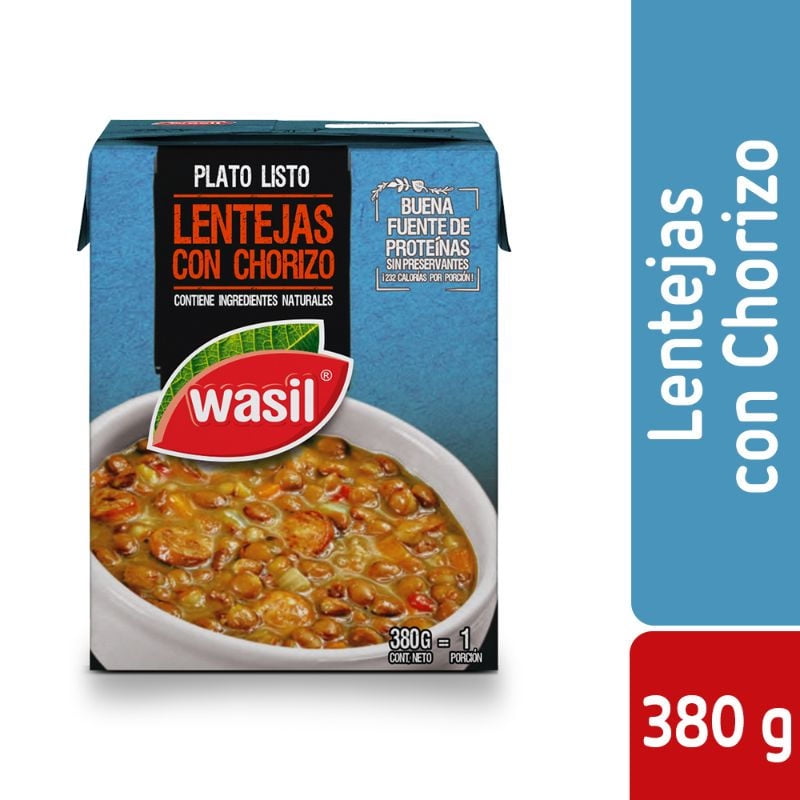 Lentejas Con Chorizo Caja 380 g Wasil