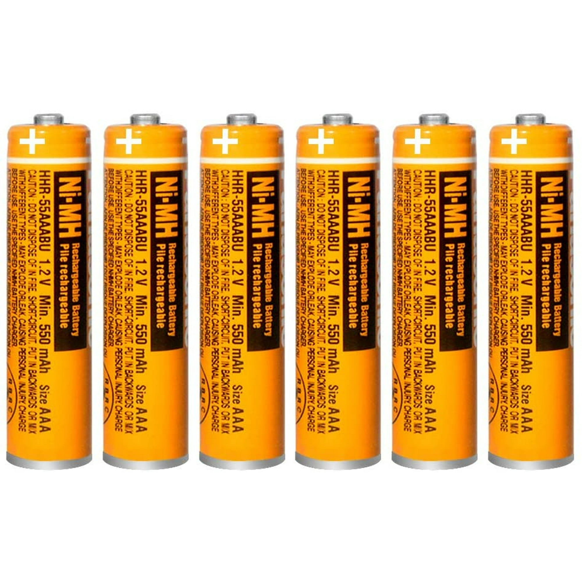 Triangle Power - Paquete De 6 Hhr-55aaabu Ni-mh Batería Recargable Para Panasonic 1.2v 550mah Aaa