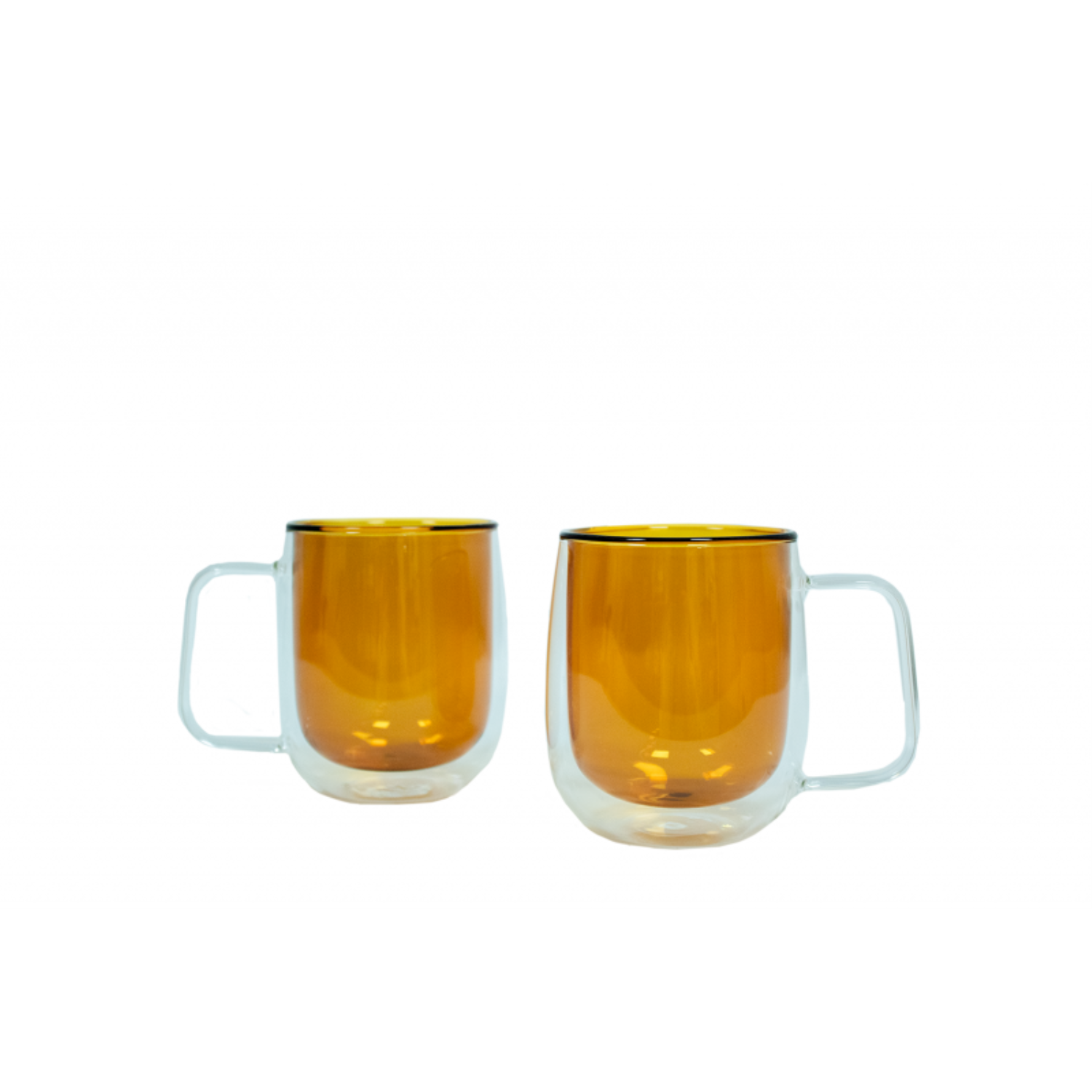 Set 2 Pzs Tazas Doble Pared 400ml Borosilicato Ambar Lugano