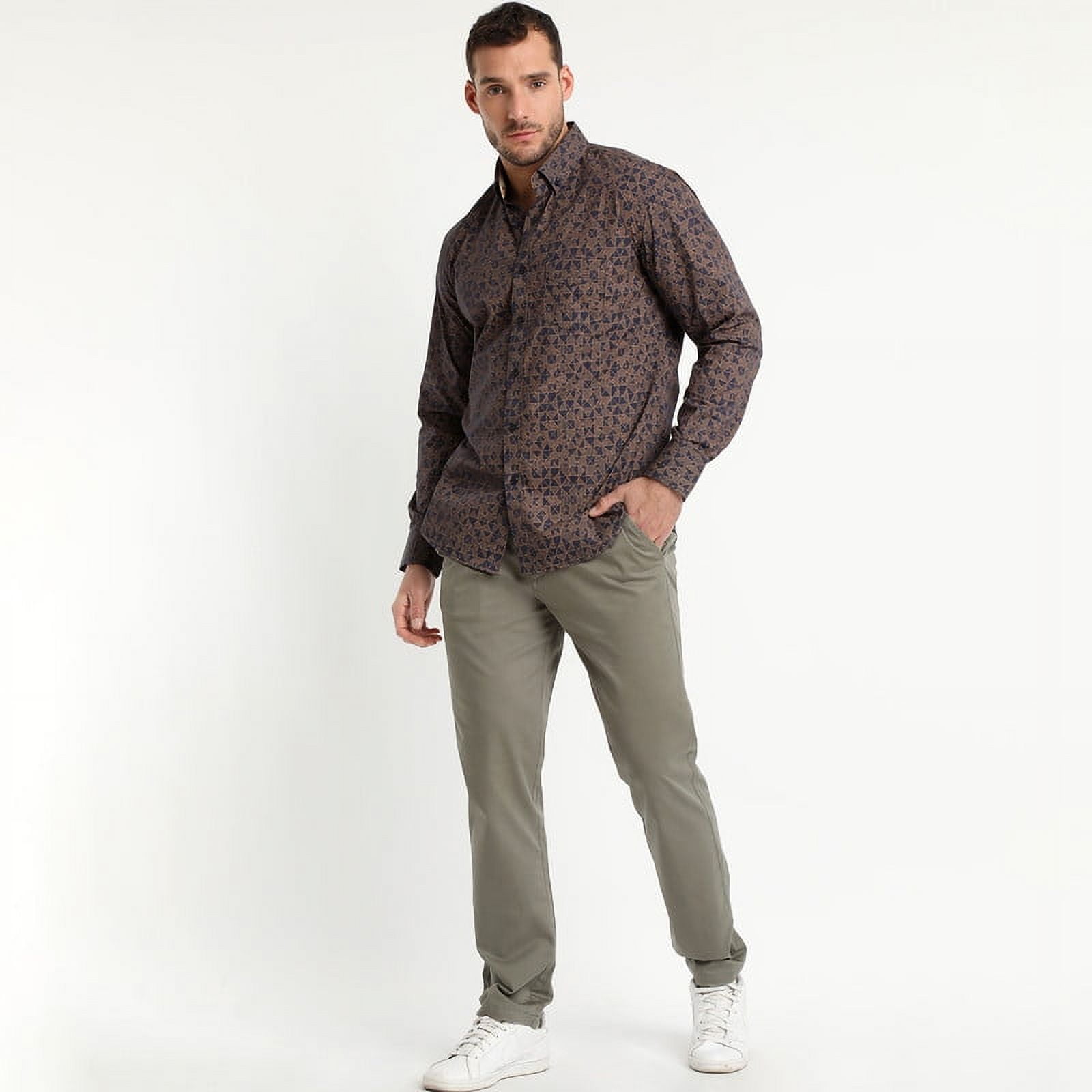 Camisa Trevira Estampada Café Oscuro Talla L