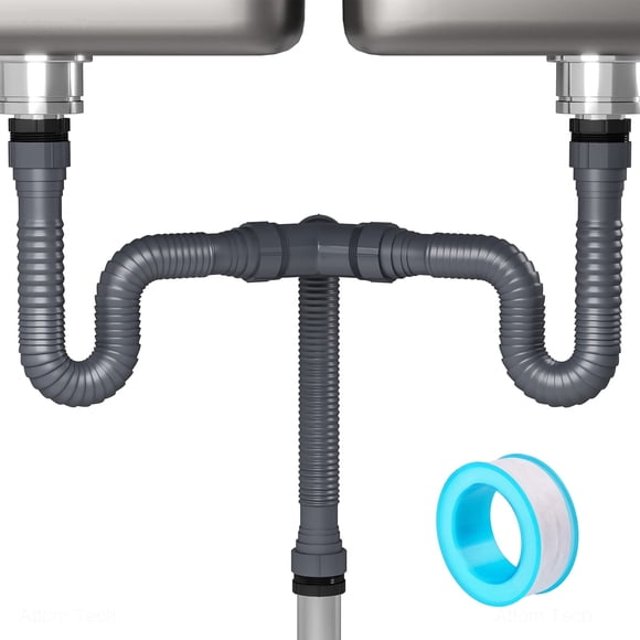 Kit de desagüe flexible tipo P para fregadero doble NiHome