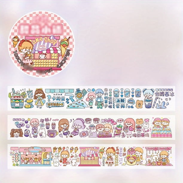78.74inch Cartoon Cute Film Sticker PET Portable Journal Diary Water Cup Decoration Stationery Sticker