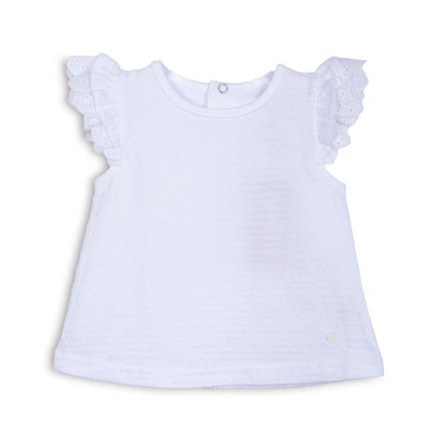 Polera Bebé Niña Manga Corta Lisa con Broches Blanco Pillin