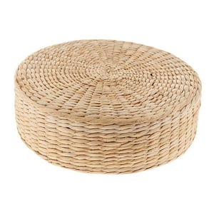 Genérico - Cojín De Asiento Plano De Paja Tejida, Almohada De Suelo Redonda Para Patio, Chimenea, Balcón, 40Cm X 10Cm