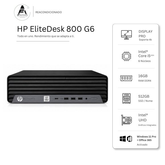 Computador HP 800 G6 I5 10th 16GB 512GB - Win11 Office - Reacondicionado Profesional