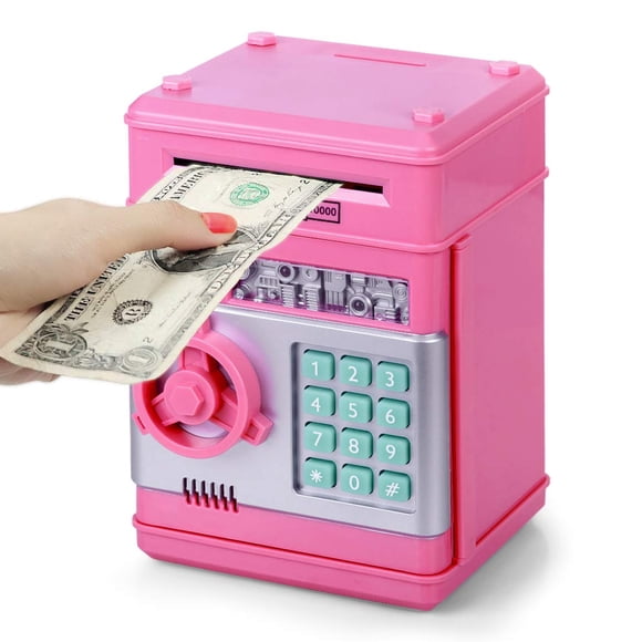 Banco Electrónico Piggy Bank Para Niños Con Cajero Automático Color Rosa