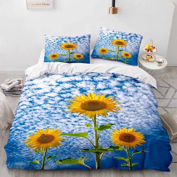 Sun flower Bedding Set Single Twin Full Queen King Size sunflower Bed Set Aldult Kid Bedroom Duvetcover Sets 3Bed Sheets
