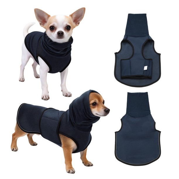 Uxcell Sudadera Calmante para la Ansiedad del Perro, Chaqueta Chaleco Transpirable Ajustable con Capucha, Mantiene al Perro Calmado, M, (Azul Oscuro), para Truenos/Fuegos Artificiales/Separación