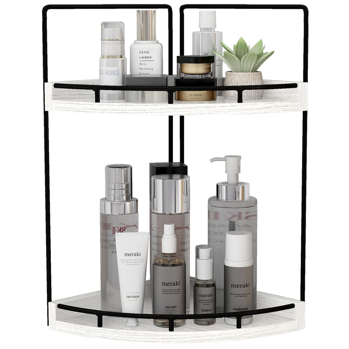 Estante De Baño Dorhors, Esquina Blanca Rústica De 2 Niveles