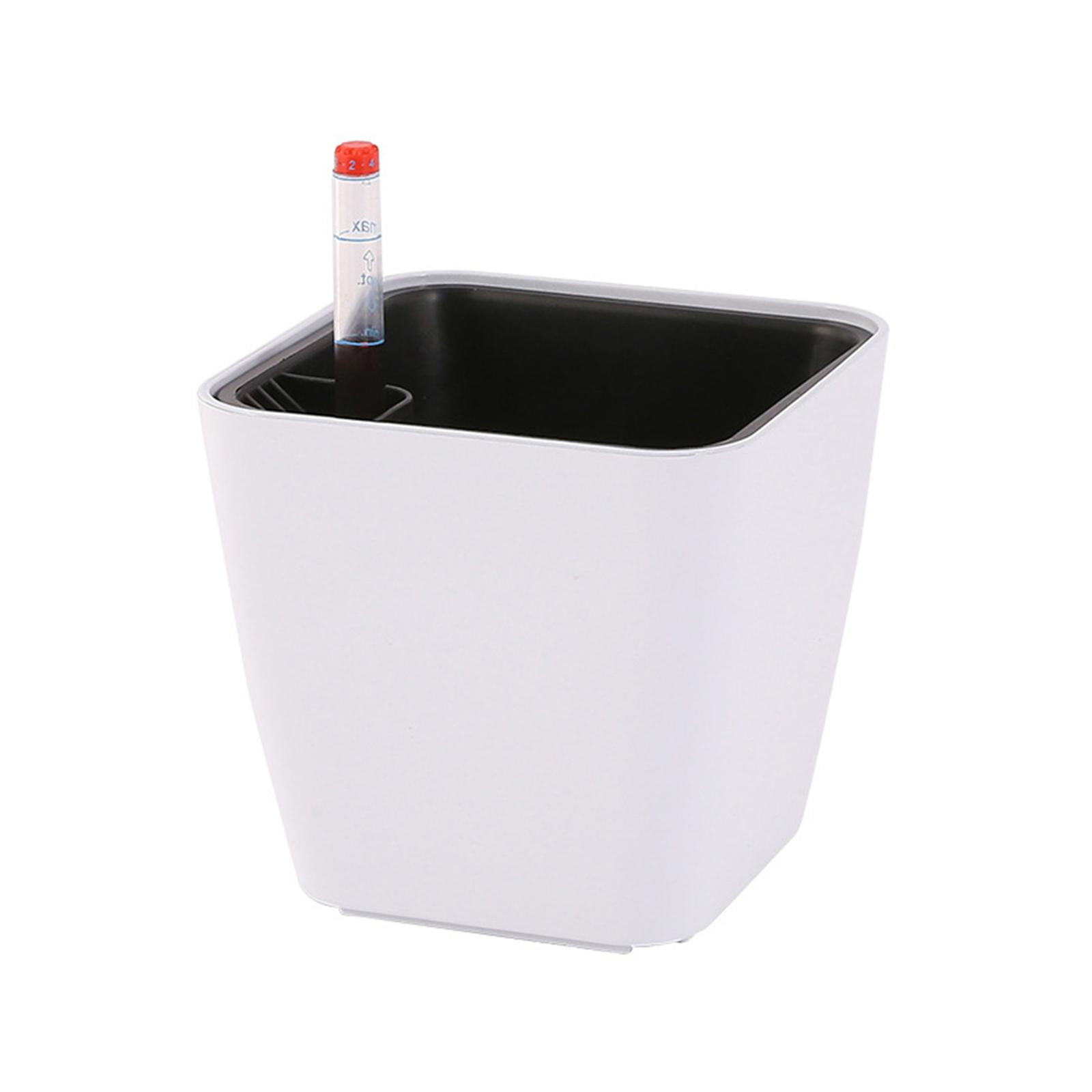 Magideal - Macetero De Autorriego Con Indicador De Nivel De Agua, Maceta Decorativa Versátil De 5,1 Pulgadas De Alto Para Accesorios De Cocina Y Dormitorio Blanco