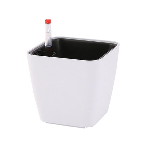 Magideal - Macetero De Autorriego Con Indicador De Nivel De Agua, Maceta Decorativa Versátil De 5,1 Pulgadas De Alto Para Accesorios De Cocina Y Dormitorio Blanco