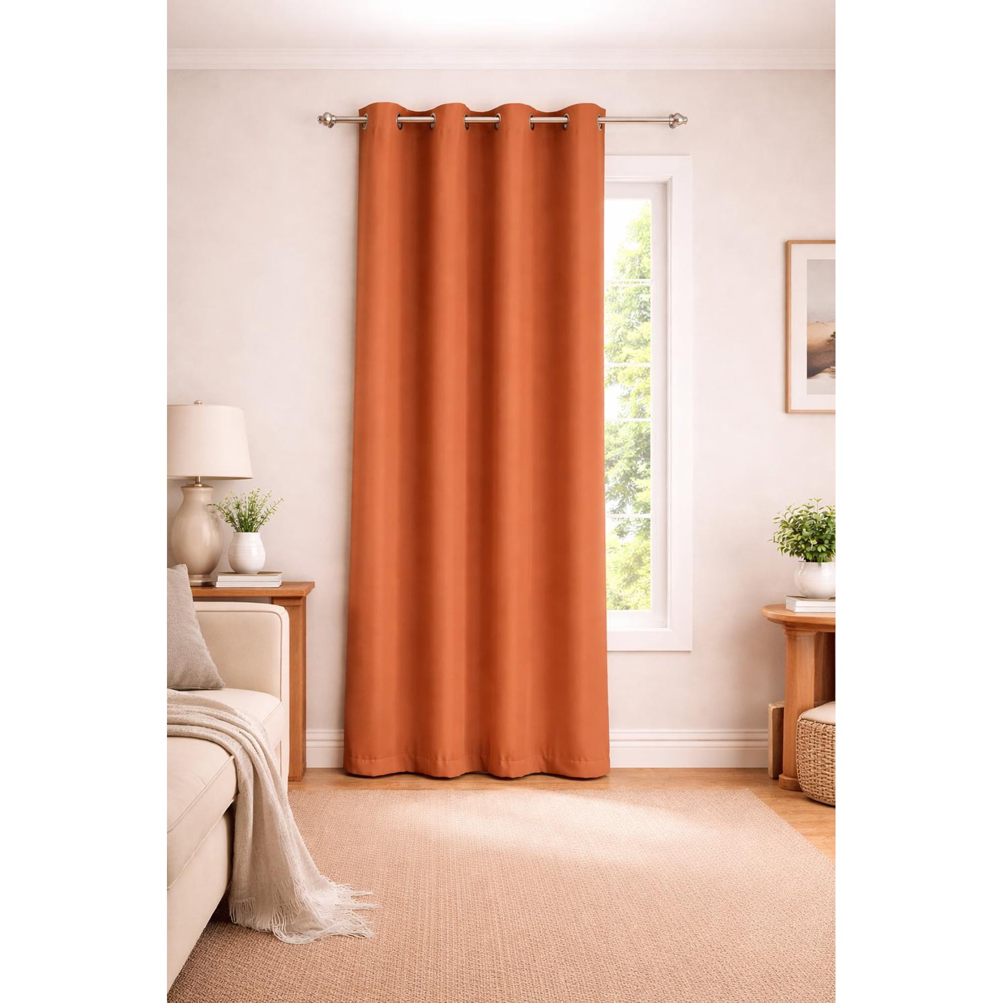 Clems - Cortina 100% Blackout De Tela Engomada 1 Paño Naranja