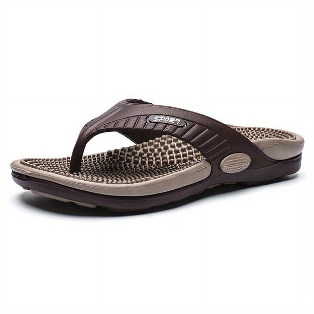 Experience Ultimate Comfort with Men's Acupressure Massage Reflexology Flip Flops - Lightweight, Non-Slip, Shock Absorbing Thong Sandals for Indoor, Outdoor, Beach and Summer