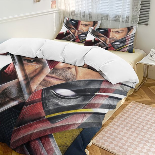 Deadpool & Wolverine Bedding Comforter Sets 3-Piece Bedding Set Soft Warm Bed Set for Bedroom All Season