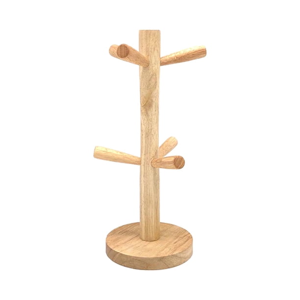 Mug Tree Stand Hanger Coffee Mug Holder Accesorios con base de madera Utensilio creativo Mug Rack para encimera Bar Accesorio Decoración del hogar
