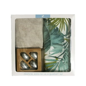 Decoexpress - Box Textil Y Argollas Forest - (Mantel, Caminito, Servilletas Y Argollas)