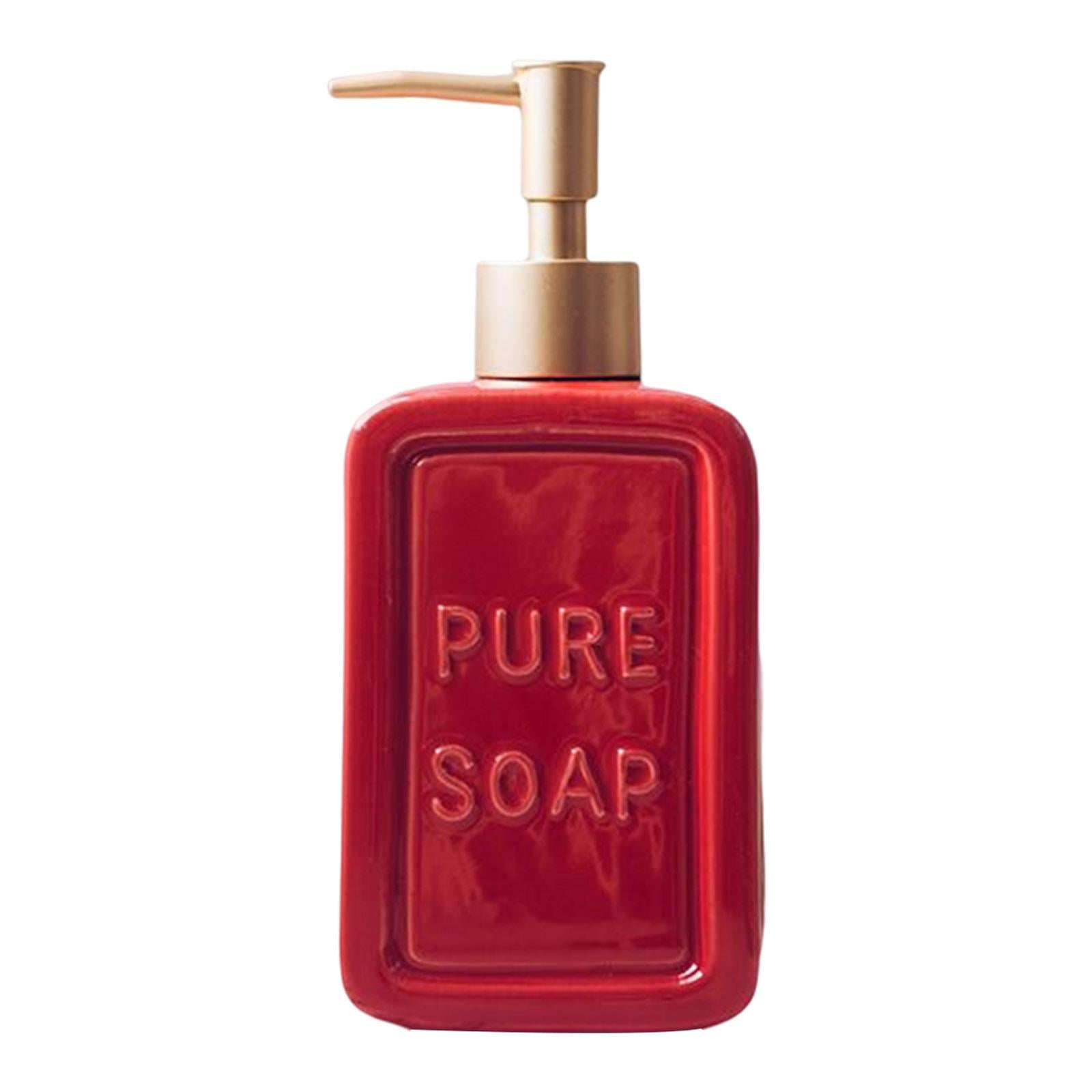 Bothyi - Dispensador De Jabón De Manos De 16 Oz Portátil Reutilizable Para Baño De Mesa Líquido Rojo
