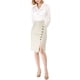thumbnail image 2 of INSPIRE CHIC Falda Lápiz con Botones Decorativos, Cinturón Dividido y Lazo en la Cintura para Mujer, Talla L, Beige, 2 of 8