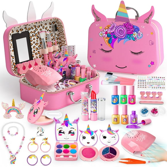 Kit de maquillaje Masiuve Kids para niñas con funda de unicornio de 3 a 12 años