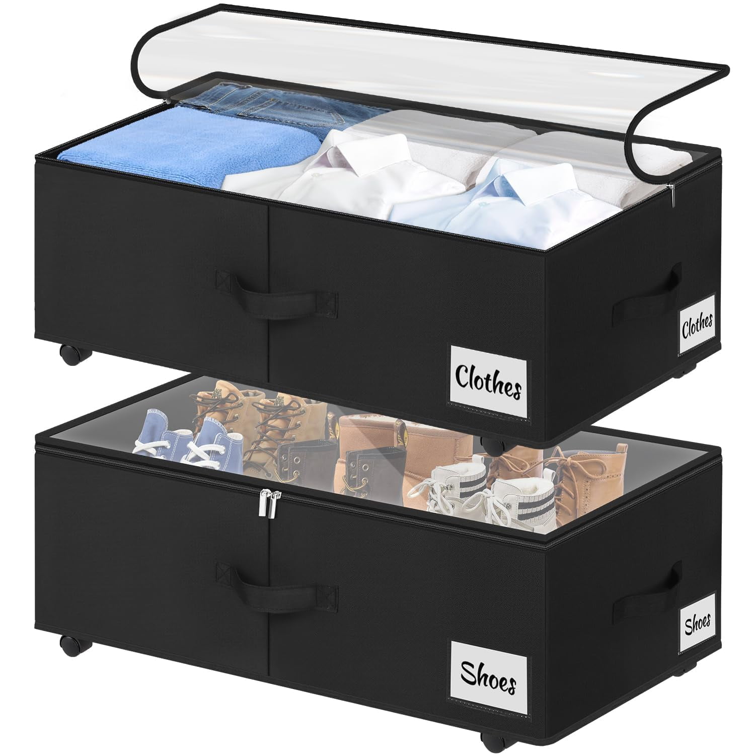 Almacenamiento Para Debajo De La Cama Kukikan De 60 Litros Con Ruedas, Paquete De 2 Unidades, Color