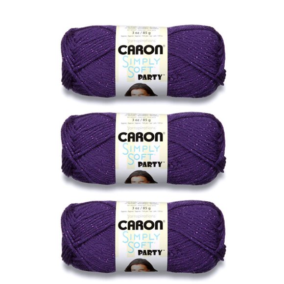Hilo Caron Simply Soft Party Púrpura Brillante, Paquete de 3 de 255g