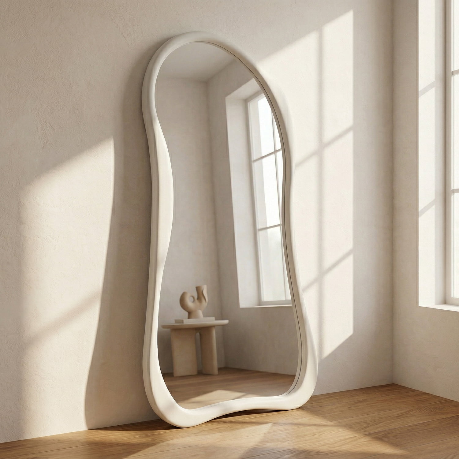 Santú Home & Deco - Espejo Asimetrico Cuerpo Entero Madera Blanco 180x80cm
