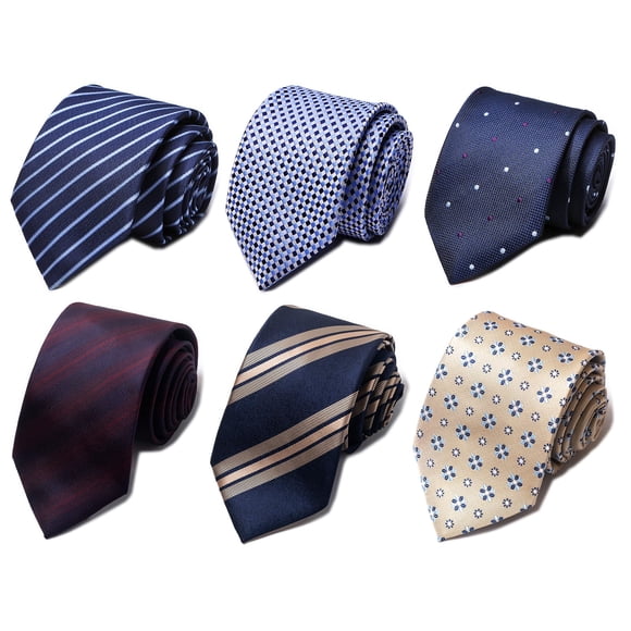 Corbata Passabin de Seda Jacquard Tejida para Hombre 6 Piezas (Dorado, Rojo, Azul Cielo, Azul)