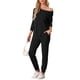 thumbnail image 2 of INSPIRE CHIC Conjunto de Salón para Mujer, Sudadera de Manga Larga con Cuello Redondo y Pantalones Jogger con Cintura Elástica, Conjunto de 2 Piezas XL Negro, 2 of 5
