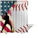 thumbnail image 1 of Cortina de ducha con bandera estadounidense de béisbol, juego de cortina de baño con ganchos, tamaño 66 x 72 pulgadas, 1 of 3