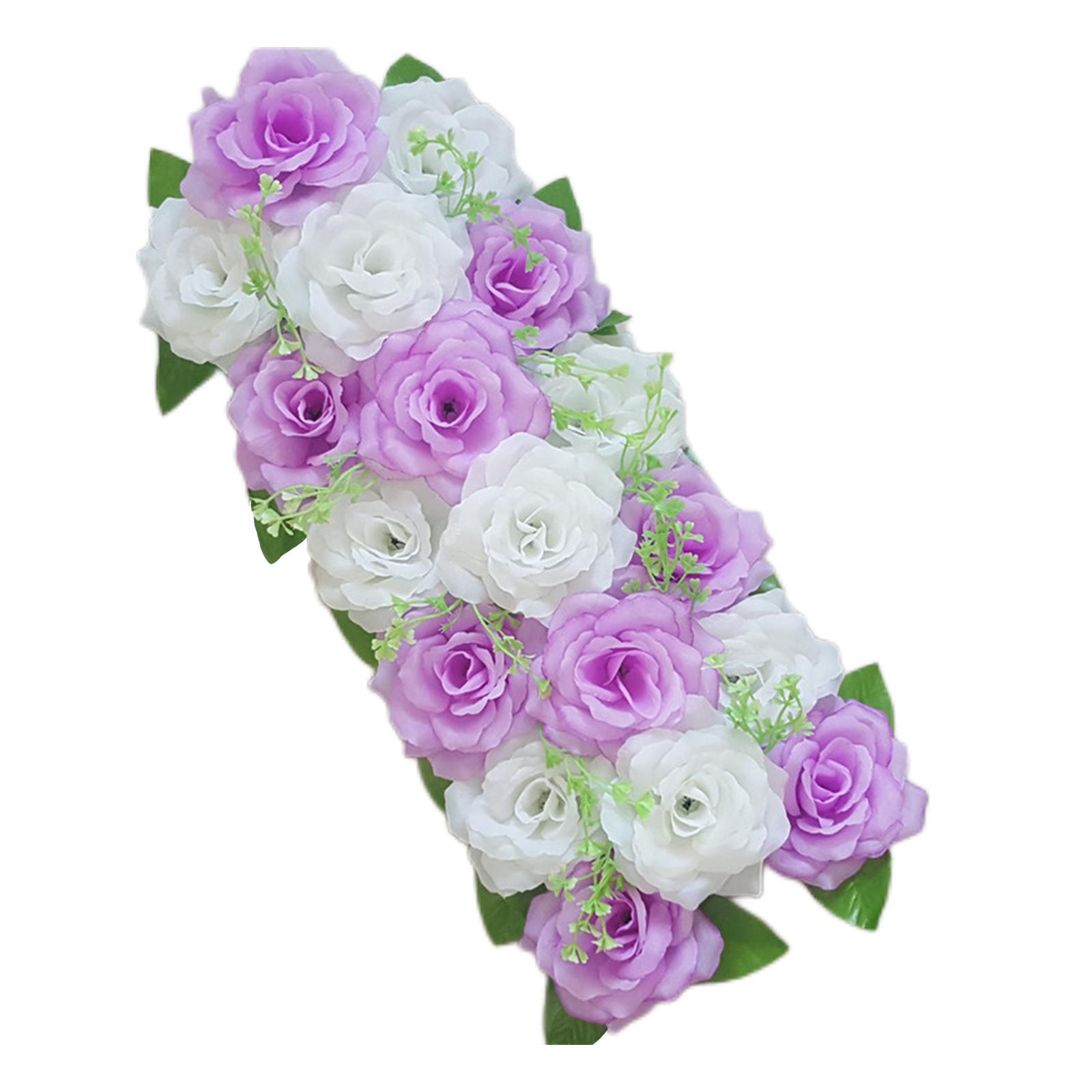 Bothyi - Ramo De Camino De Mesa Con Panel De Flores De Rosas De Arco Para Boda, Morado Y Blanco