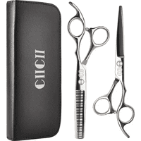 Genérico - Pack Tijeras Filo Navaja + Entresacadora + 10 Peinetas