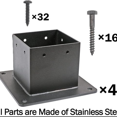 Xusx111 - Base De Anclaje De Brida De Acero Inoxidable Con Tornillos Para Barandillas De Cubierta, Acabado Negro (1 Paquete)