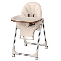 Mundo Online - Silla De Comer Para Bebé Niño Ecocuero Altura Ajustable Beige