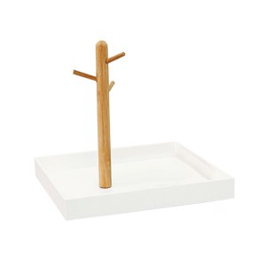 Magideal - Bandeja De Joyería Con Ganchos De Almacenamiento, Bandeja Para Llaves De Entrada, Organizador Colgante De 3 Niveles Para Pulseras De Teléfono, Tocador Blanco