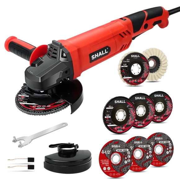 Amoladora angular SHALL 900 W, 1200 RPM, 4 1/2 pulgadas, 6 velocidades y 7,5 A