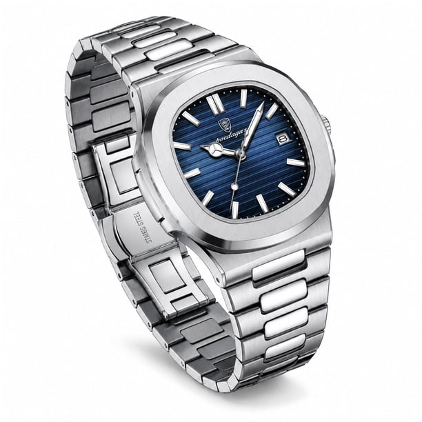 Reloj Analógico de Cuarzo para Hombre 40 mm Acero Inoxidable Cristal Mineral Calendario Resistente al Agua 3 BAR Estilo Ejecutivo y Casual para uso diario