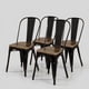 thumbnail image 1 of Pack 4 Sillas Comedor Tolix De Metal Negra Con Asiento De Madera Oscura, 1 of 8