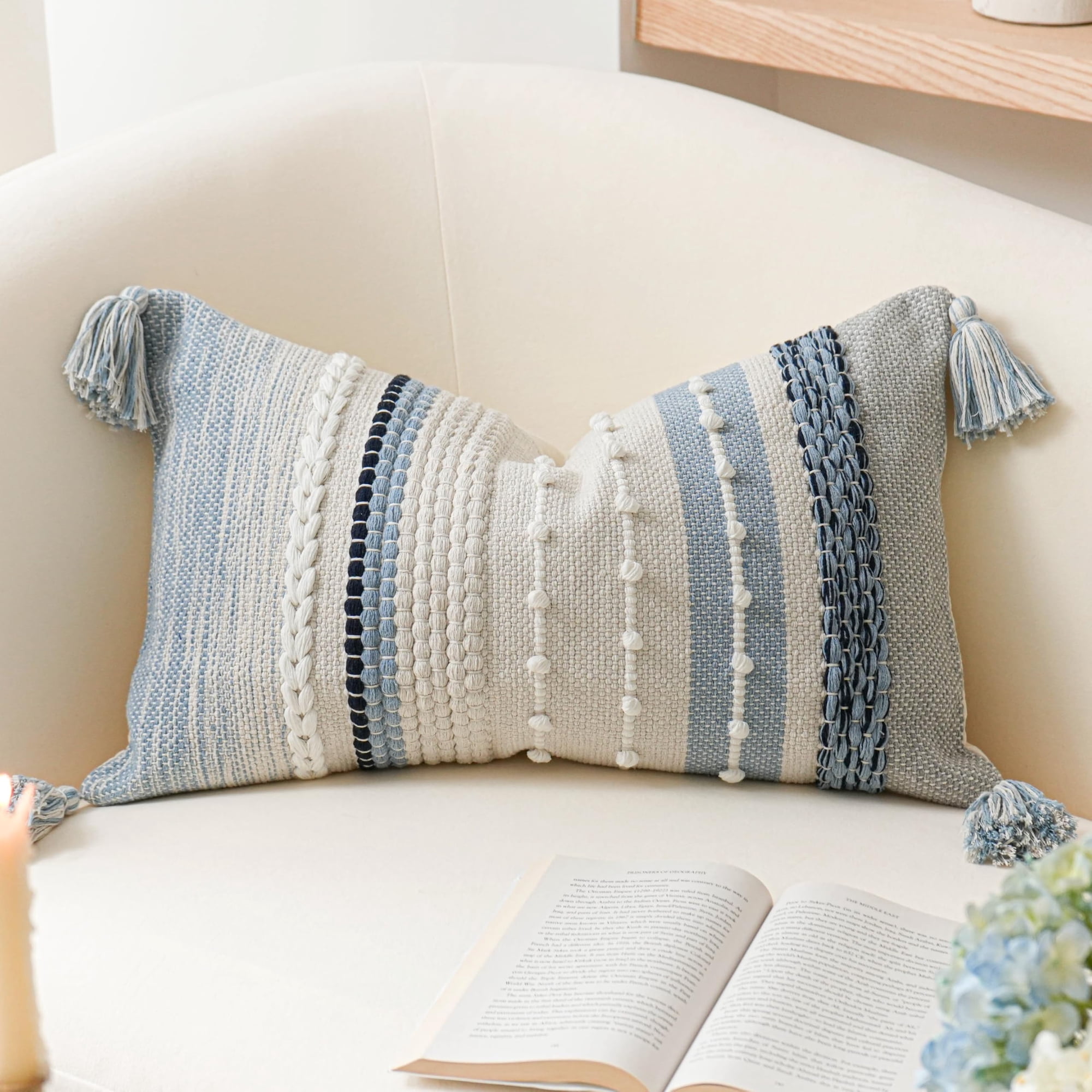 Funda De Cojín Lumbar Decorativa Blissblush Coastal Blue