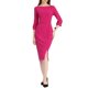 thumbnail image 2 of INSPIRE CHIC Vestido de Tubo para Mujer Cuello Barco Mangas 3/4 Dobladillo con Abertura Vestidos Midi para el Trabajo Fucsia 3XL, 2 of 6