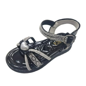 Vinnys Outlet - Sandalia Perlita Niña Brillante Negro