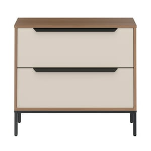 Topmarket - Velador De 2 Cajones Liviano Blanco-Cafe Mdf