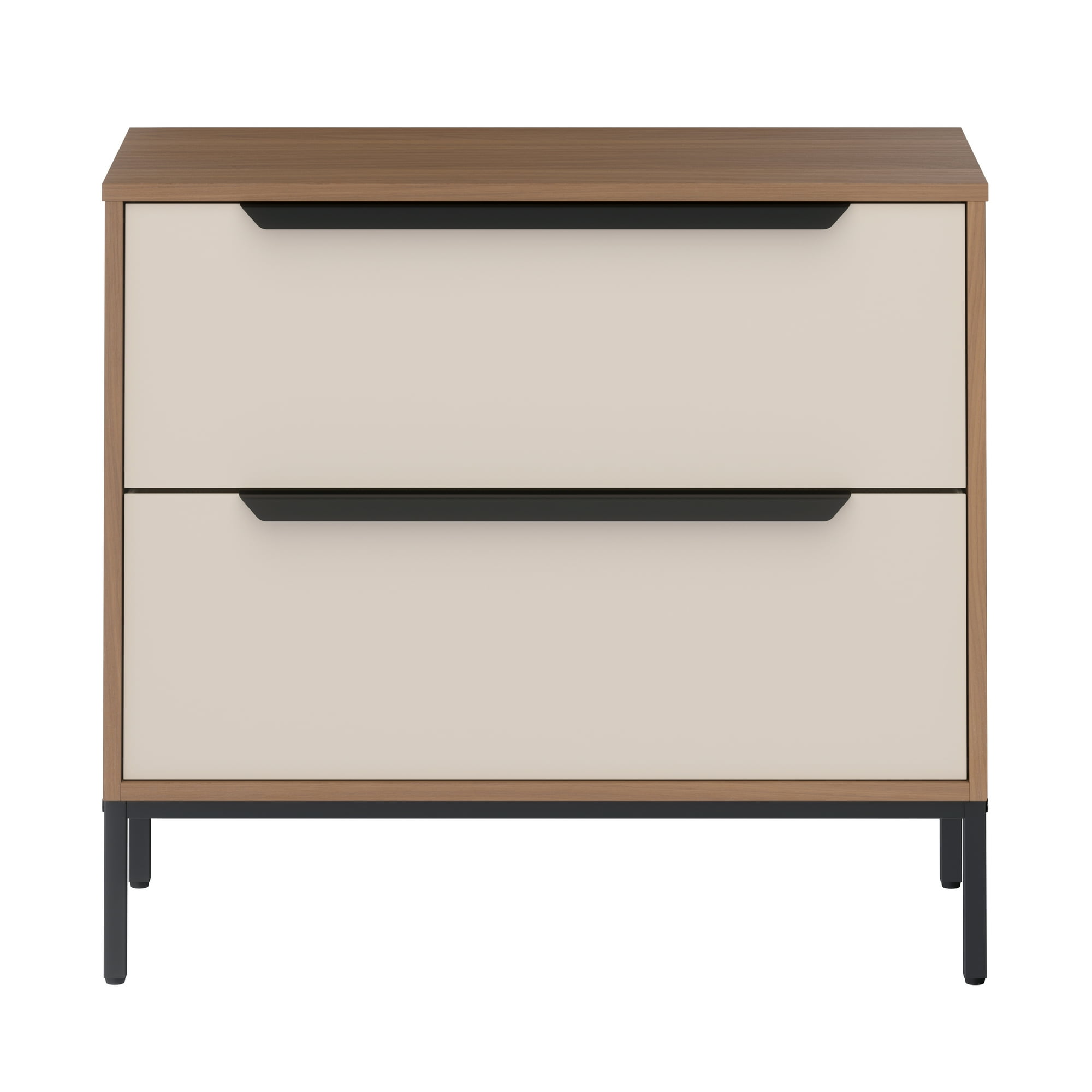 Topmarket - Velador De 2 Cajones Liviano Blanco-cafe Mdf