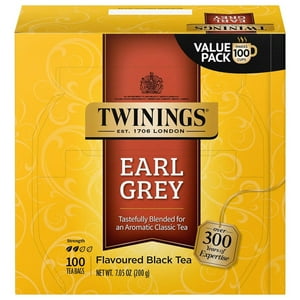 Té Negro Earl Grey De Tea Twinings, 100 Bolsitas De Té Envueltas Individualmente