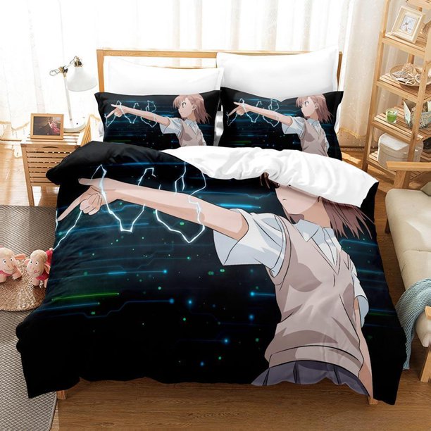 New Anime Kawaii Girls A Certain Scientific Railgun Bedding Set Boys Girls Twin Size Duvet Cover Pillowcase Bed Kids Adult Bed Sheets